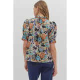 Entro - Floral Top With Scallop Trim - Cinnamon