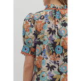 Entro - Floral Top With Scallop Trim - Cinnamon