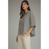 Entro - Gingham 3/4 Sleeve Top - Black