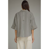 Entro - Gingham 3/4 Sleeve Top - Black