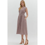 Entro - Gingham Midi with Zipper Front - Chocolate