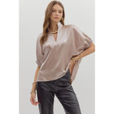 Entro - Metallic V-Neck Dolman - Champagne