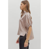 Entro - Metallic V-Neck Dolman - Champagne