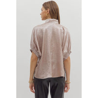 Entro - Metallic V-Neck Dolman - Champagne