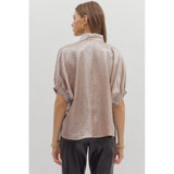 Entro - Metallic V-Neck Dolman - Champagne