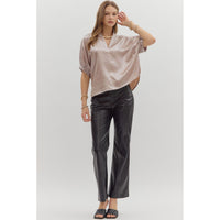 Entro - Metallic V-Neck Dolman - Champagne