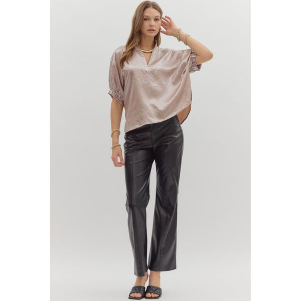 Entro - Metallic V-Neck Dolman - Champagne
