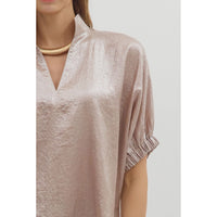 Entro - Metallic V-Neck Dolman - Champagne