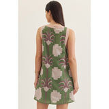 Entro - Palm Print Mini Dress - Olive
