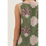 Entro - Palm Print Mini Dress - Olive