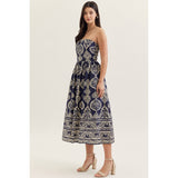 Entro - Printed Strapless Mini - Royal