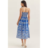 Entro - Printed Strapless Midi - Royal