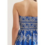 Entro - Printed Strapless Midi - Royal