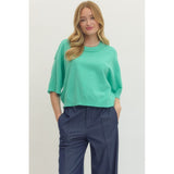 Entro - Solid 3/4 Sleeve Sweater - Mint