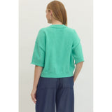 Entro - Solid 3/4 Sleeve Sweater - Mint