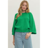Entro - Solid 3/4 Sleeve Sweater - Green