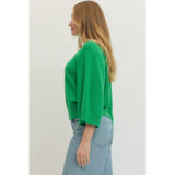 Entro - Solid 3/4 Sleeve Sweater - Green