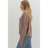 Entro - Solid High Neck Relaxed Fit Longsleeve Sweater - Mocha