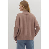 Entro - Solid High Neck Relaxed Fit Longsleeve Sweater - Mocha
