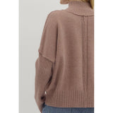 Entro - Solid High Neck Relaxed Fit Longsleeve Sweater - Mocha