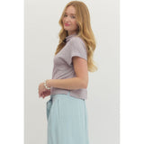 Entro - Solid Mock Neck Pullover - Lavender