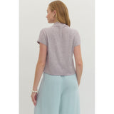 Entro - Solid Mock Neck Pullover - Lavender