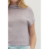 Entro - Solid Mock Neck Pullover - Lavender