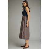 Entro - Solid Mock Neck Sleeveless Midi - Navy