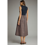 Entro - Solid Mock Neck Sleeveless Midi - Navy