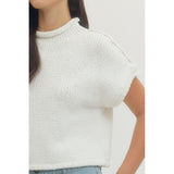 Entro - Solid Sweater with Rolled Hem - Off White