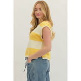 Entro - Striped Cap Sleeve Knit - Lemon
