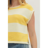 Entro - Striped Cap Sleeve Knit - Lemon
