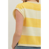 Entro - Striped Cap Sleeve Knit - Lemon