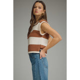 Entro - Striped Cap Sleeve Knit - Mocha