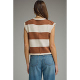 Entro - Striped Cap Sleeve Knit - Mocha