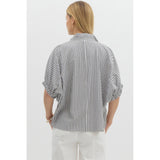 Entro - Striped Dolman with Multicolor Split Neck - Black