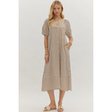 Entro - Striped Pullover Midi Dress - Brown