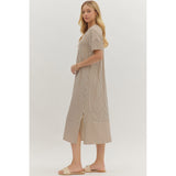 Entro - Striped Pullover Midi Dress - Brown