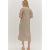 Entro - Striped Pullover Midi Dress - Brown