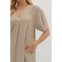Entro - Striped Pullover Midi Dress - Brown