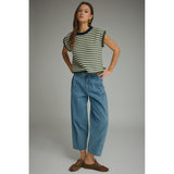 Entro - Striped Round Neck Sweater - Olive