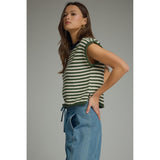 Entro - Striped Round Neck Sweater - Olive