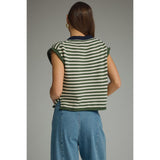 Entro - Striped Round Neck Sweater - Olive