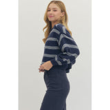 Entro - Striped Sweater - Navy