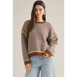 Entro - Striped Sweater with Contrast Trim - Brown