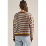Entro - Striped Sweater with Contrast Trim - Brown