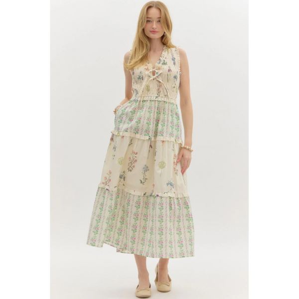 Entro - Tiered Maxi Dress - Cream