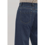 Entro - Wide Leg Ankle-Length Pants Featuring Wide Cuff Hem - Dark Denim