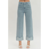 Entro - Wide Leg Jeans w Cuff - Light Blue