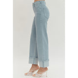 Entro - Wide Leg Jeans w Cuff - Light Blue